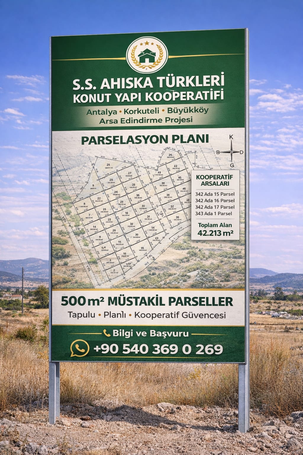 Ahıska Türkleri Kooperatifi Parselasyon Tabelası